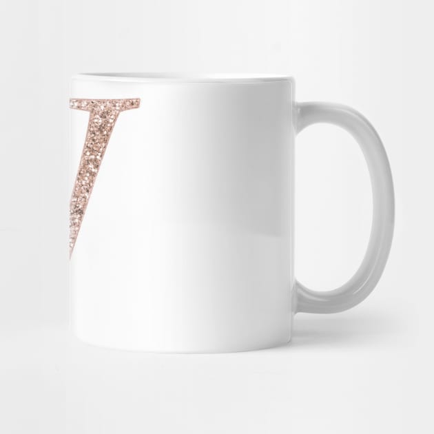 W rose gold glitter monogram letter by RoseAesthetic